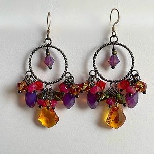 Jewel Toned Chandelier Earrings